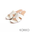 【KOKKO 集團】簡約微性感H型方頭低跟涼拖鞋(白色)