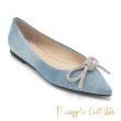 【Pineapple Outfitter】FREJ 單寧漸層鑽面蝴蝶結尖頭平底鞋(藍色)