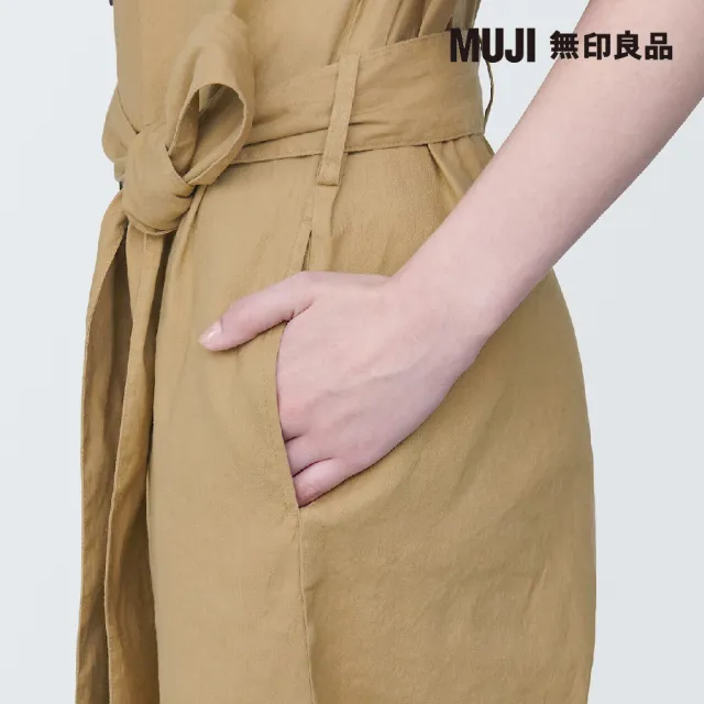 【MUJI 無印良品】女大麻混彈性連身褲(共2色)