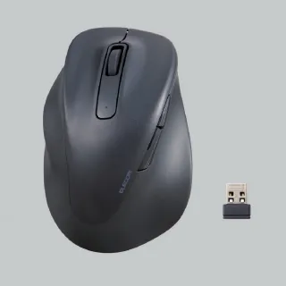【ELECOM】EX-G人體工學 無線靜音滑鼠(XL黑左手)
