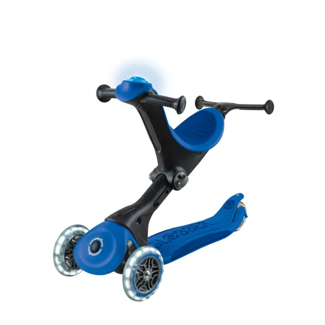 【GLOBBER 哥輪步】法國 GO•UP 5合1酷炫版多功能滑板車-五色可選(白光發光前輪、手推車、滑步車、學步車)