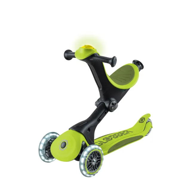 【GLOBBER 哥輪步】法國 GO•UP 5合1酷炫版多功能滑板車-五色可選(白光發光前輪、手推車、滑步車、學步車)