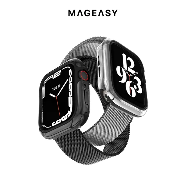 【MAGEASY】Apple Watch 9/8/7 45mm Odyssey Glossy Edition 金屬手錶保護殼(通用最新S9)