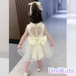 【UniKids】中大童裝無袖禮服 愛心露背珍珠洋裝公主服 女大童裝 CV愛心露背(乳白)