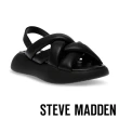 【STEVE MADDEN】HAZZIE 胖胖交叉帶厚底涼鞋(黑色)