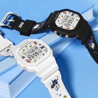 【SANRIO 三麗鷗】帕恰狗塗鴉小方塊運動防水電子錶(兒童 學生 手錶)
