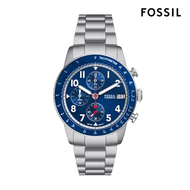 【FOSSIL 官方旗艦館】Sport Tourer系列 三眼計速造型指針手錶 不鏽鋼錶帶 42MM(多色可選)