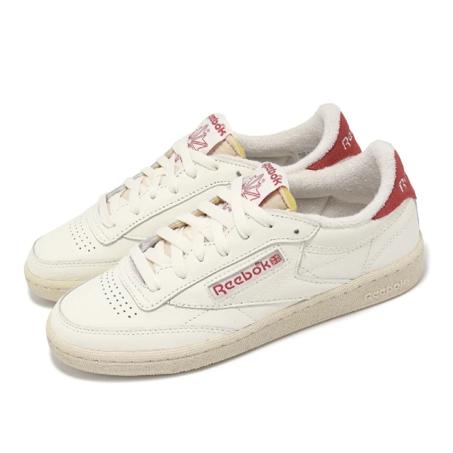 【REEBOK】休閒鞋 Club C 85 Vintage 女鞋 米白 紅 皮革 低筒 復古(100074233)