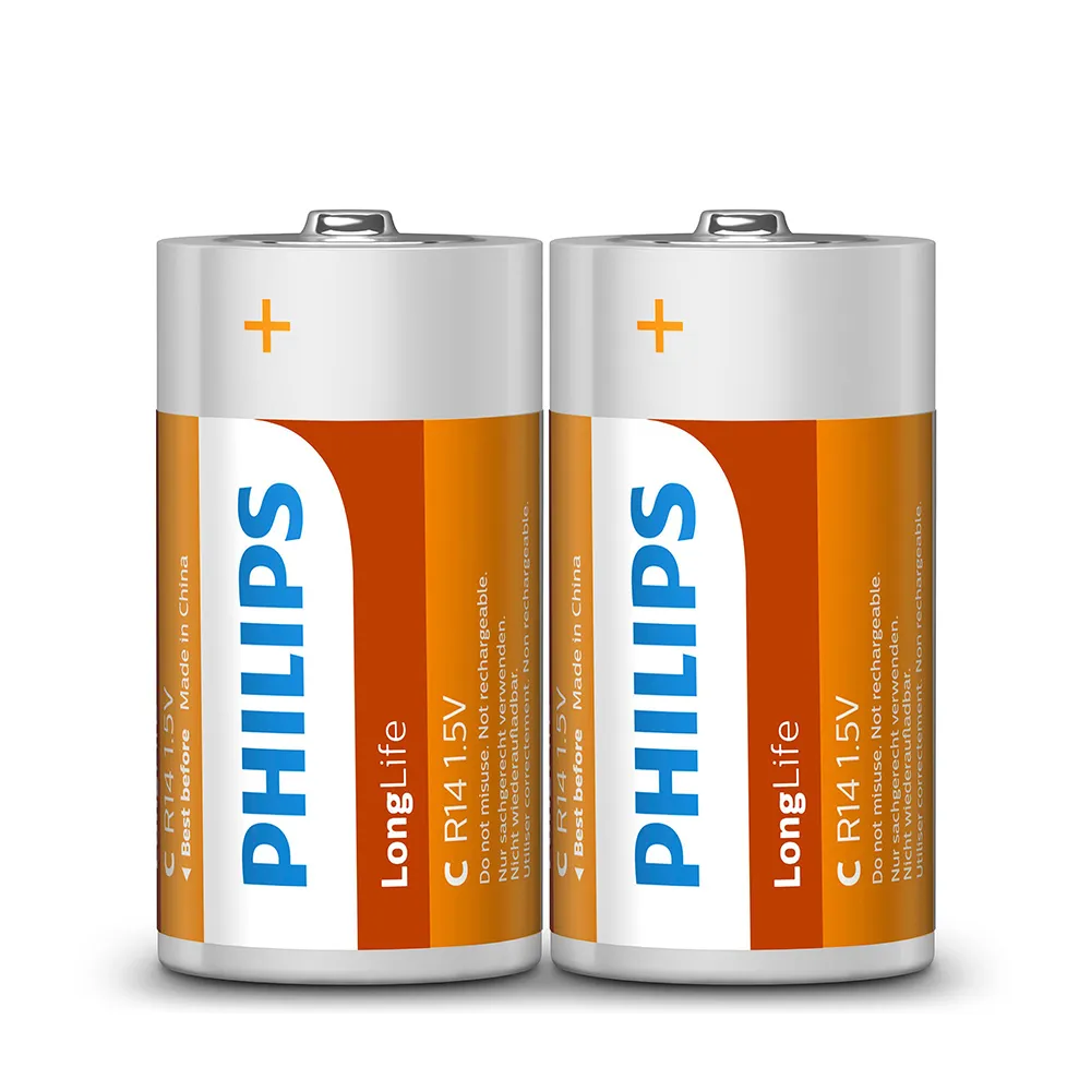 【Philips 飛利浦】2號碳鋅電池(12顆)