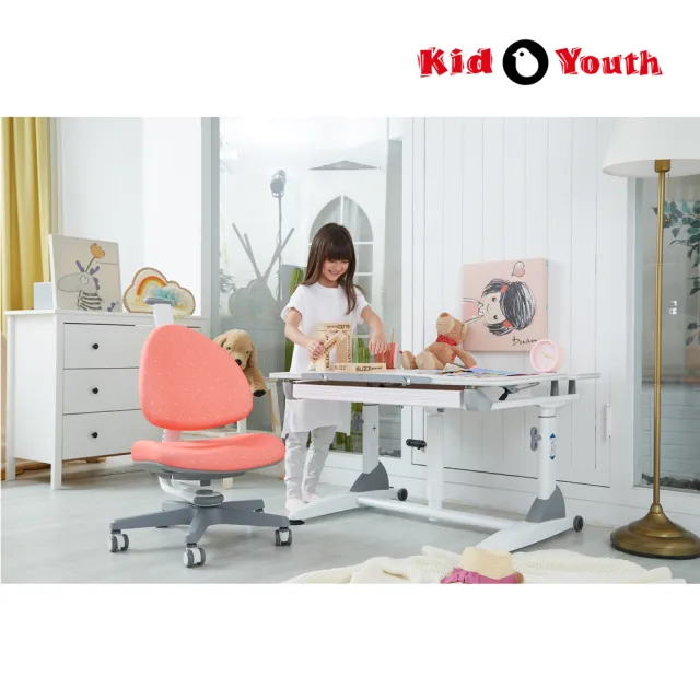 【Kid2Youth 大將作】兒童氣壓升降桌椅組 寬100cm G2C+XS&BABO C(成長書桌/3歲到成人可用/可調桌板角度)