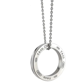 【Tiffany&Co. 蒂芙尼】1837系列925純銀圓戒墜飾項鍊