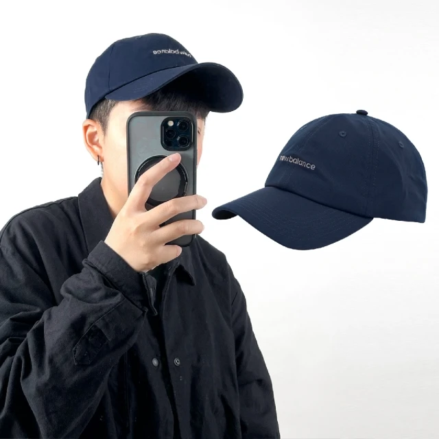 【NEW BALANCE】棒球帽 6 Panel Linear Logo 藍 棕 可調式帽圍 刺繡 NB 老帽 帽子(LAH21100NNY)