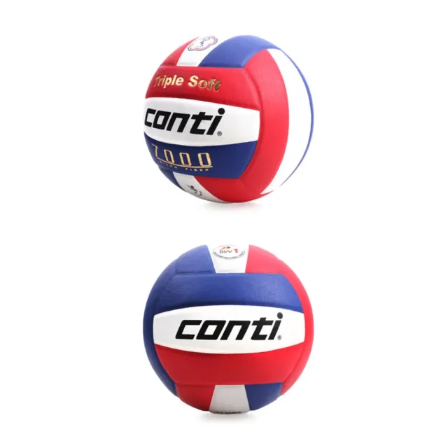 【conti】5號球 日本超細纖維結構專利排球-排球協會指定用球 DVV1認證 藍紅白(V7000-5-RWB)