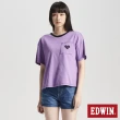 【EDWIN】女裝 TY2K愛心寬短版短袖T恤(灰紫色)