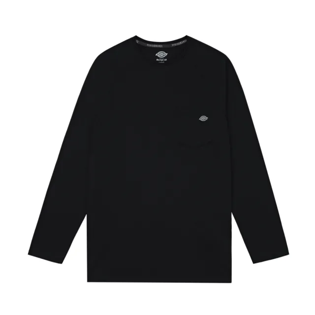 【Dickies】男款黑色胸前口袋品牌Logo休閒舒適長袖T恤｜DK011770BLK
