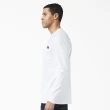 【Dickies】男款白色胸前口袋品牌Logo休閒舒適長袖T恤｜DK011770C4D
