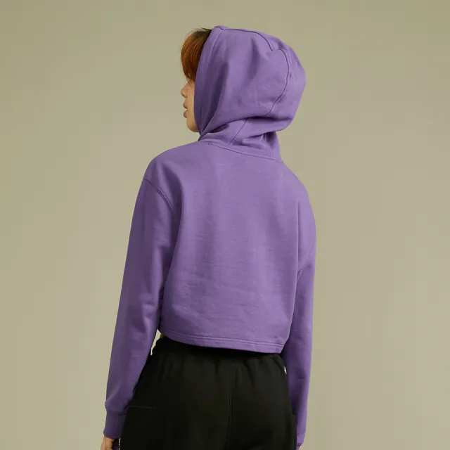 【Dickies】女款紫色純棉品牌刺繡短版連帽大學T｜DK012326F93