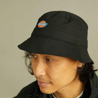 【Dickies】男女款黑色純棉經典三色Logo漁夫帽｜DK012240BLK
