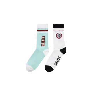 【Dickies】男女款白色組合撞色設計品牌Logo襪子（二入組）｜DK012453WHX