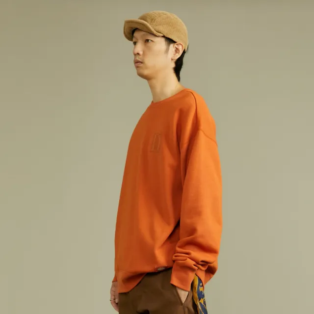 【Dickies】男款孟買褐火山岩材質胸前字母D印花舒適保暖大學T｜DK012291C05