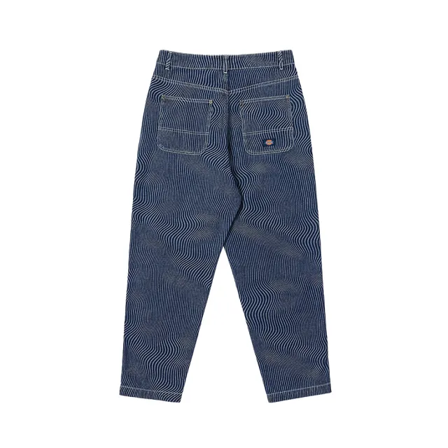 【Dickies】男款藍色曲線條紋純棉寬版長褲｜DK011571F51
