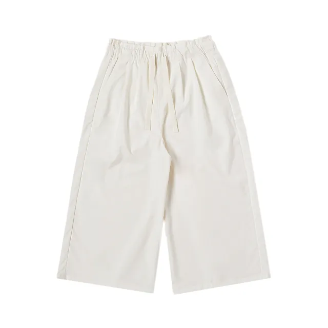 【Dickies】女款米白色斜紋抽繩設計寬鬆休閒長褲｜DK011635C48