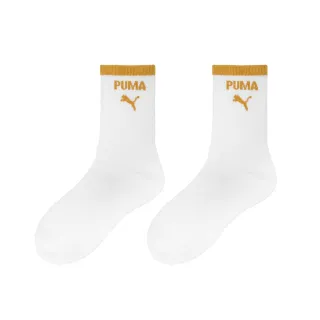 【PUMA】襪子 Fashion 白 黃 中筒襪 長襪 男女款 台灣製 條紋 穿搭 休閒襪(BB1445-01)