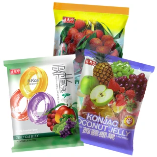 【盛香珍】蒟蒻椰果果凍量販包X5包組(零卡果凍/綜合/荔枝-內約27顆-口味任選)