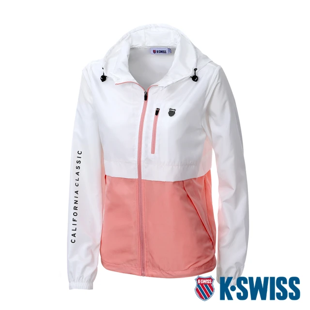 K-SWISS 輕量抗UV防風外套 UV Plus Jacket-女-白/蜜桃橘(1910254-266)