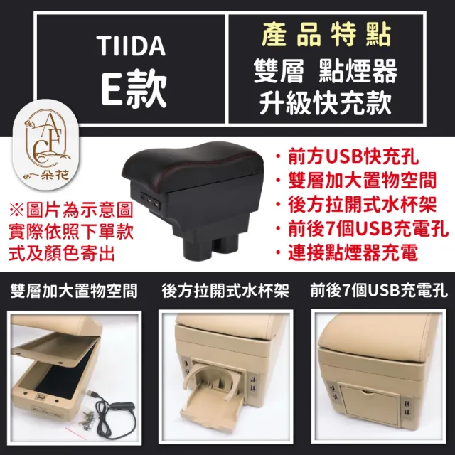【一朵花汽車百貨】NISSAN 日產 TIIDA 專用中央扶手箱 接點煙器 快充 充電 E款
