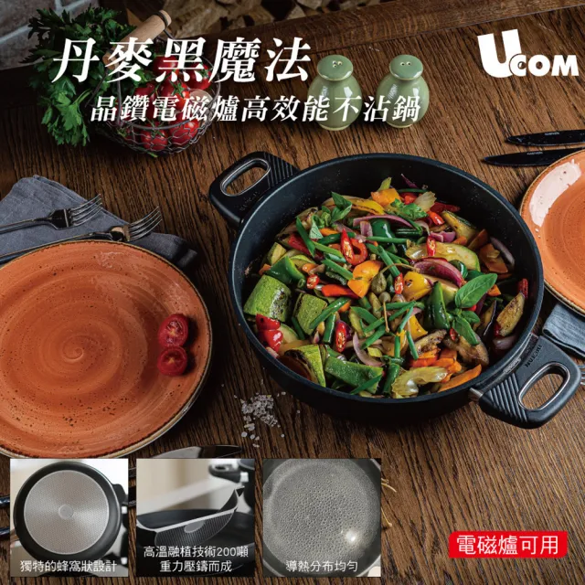 【Kuhn Rikon】丹麥黑魔法不沾鍋-晶鑽單柄早餐鍋28cm+矽膠玻璃蓋(電磁爐可用)