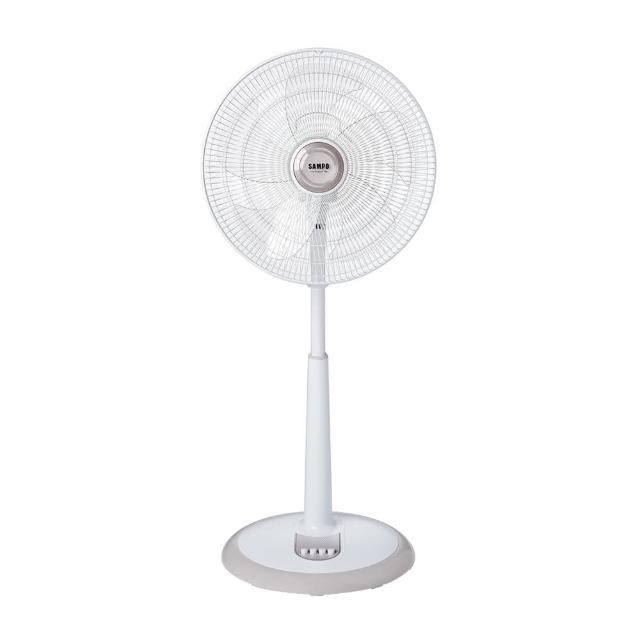 SAMPO聲寶 SK-FP16Q 桌立扇，具備8重保護設計，提供三段風速調節與左右自動擺頭功能，五片扇葉設計提升風力效率，平面前網與可上下伸縮結構，高度達195cm，電線長度約1.5公尺，電壓110V 60Hz，耗電功率52W，產品重量3.9kg，適合居家或辦公室使用。