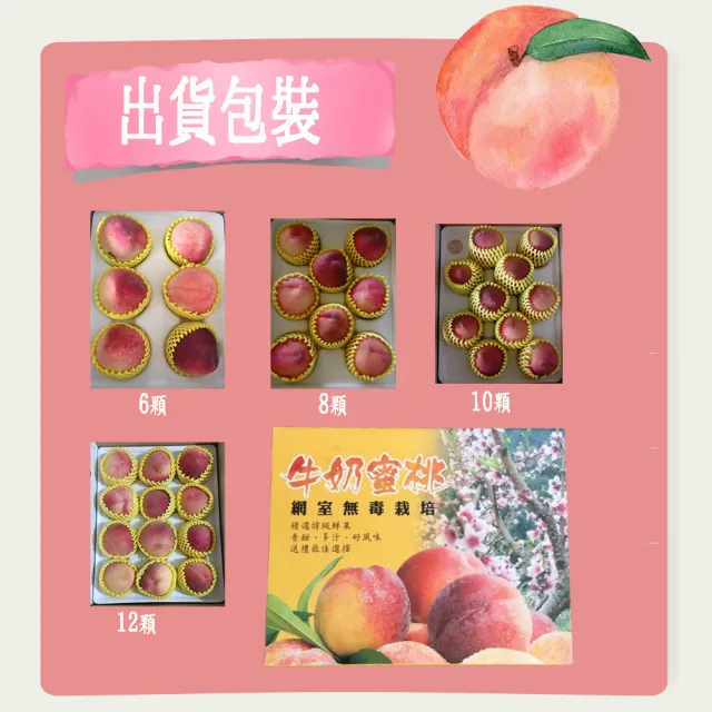 【初品果】高雄甲仙紅玉牛奶蜜桃8顆x1盒(喝牛奶長大的蜜桃哦)