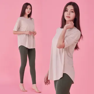 【STL】現貨 韓國瑜伽 Sapphire 抗UV防曬 涼感 女 運動機能 寬鬆 長版 短袖 上衣 T恤(Daisy小雛菊奶白)