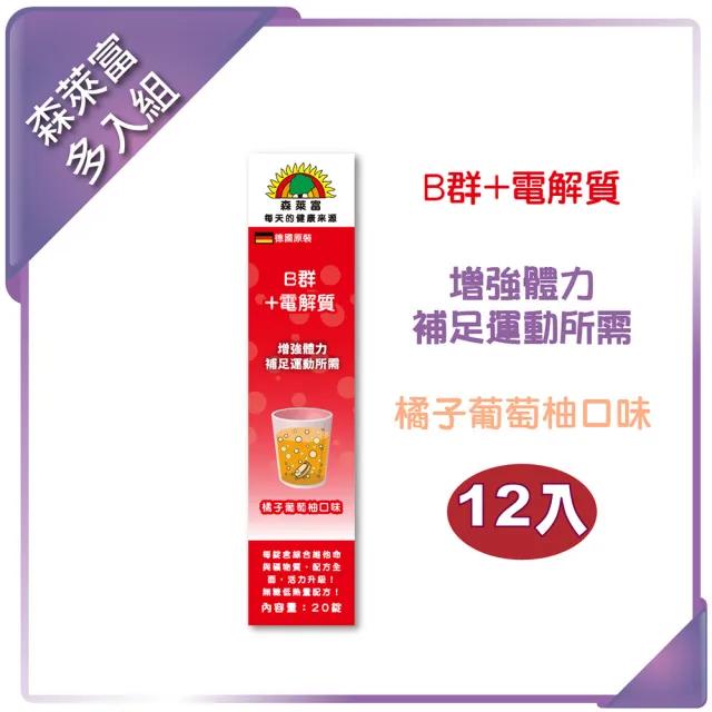 【SUNLIFE 森萊富】德國原裝  B群+電解質(橘子葡萄柚口味 X 12入/共240錠)