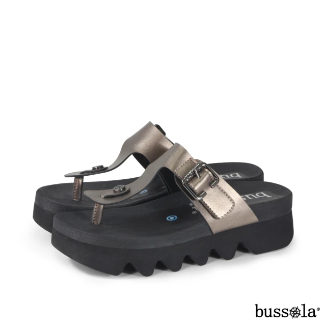 【bussola】Capri 夾腳方釦輕量厚底拖鞋(咖啡金)