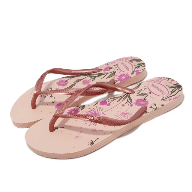 havaianas 哈瓦仕 拖鞋 Slim Organic Flip Flops 女鞋 粉 玫瑰 花卉 哈瓦仕 夾腳拖 細帶(41328232022W)