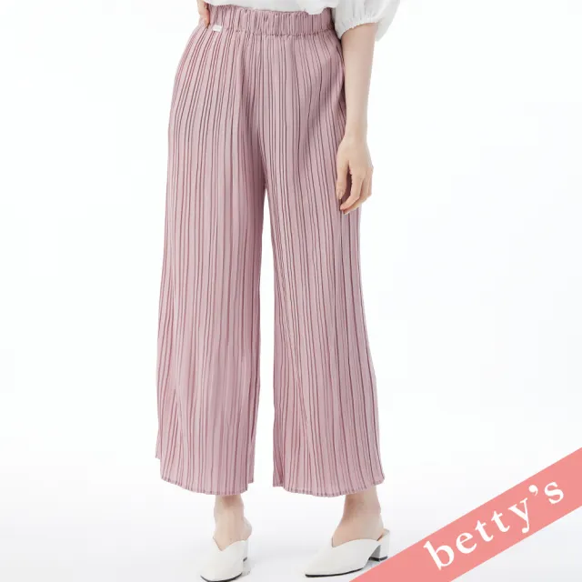 【betty’s 貝蒂思】經典款鬆緊腰百摺長褲(藕粉色)