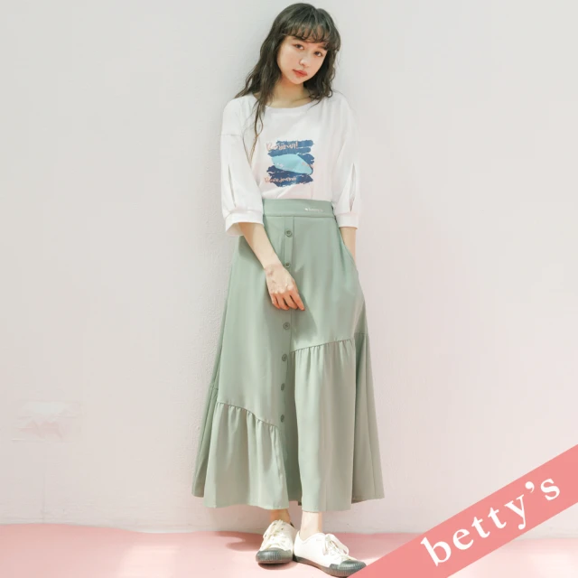 betty’s 貝蒂思 腰鬆緊撞色鈕釦短褲(淺黑)優惠推薦