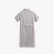 【Arnold Palmer 雨傘】女裝-簡約氣質綁帶襯衫連身裙(淺灰色)