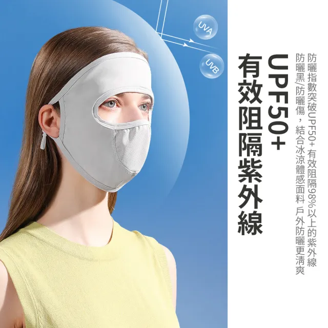 【SUNORO】冰絲涼感防曬面罩 透氣不悶 戶外防曬口罩 UPF50+防紫外線 可調節