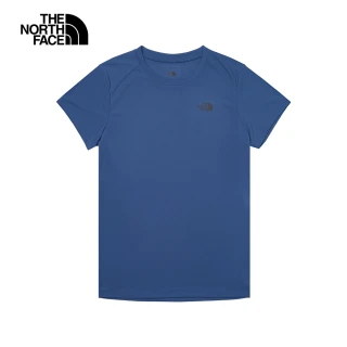 【The North Face 官方旗艦】北面男女款藍色吸濕排汗舒適短袖T恤｜8AUTHDC