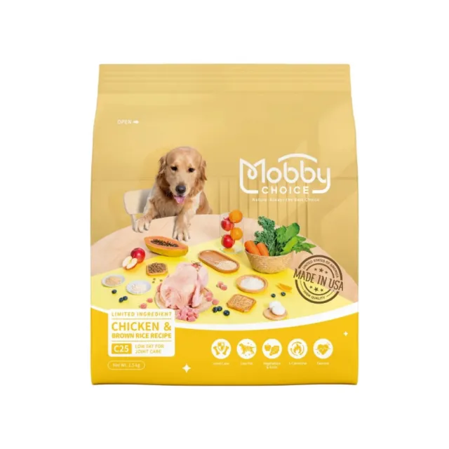 【Mobby 莫比】C25雞肉米低卡關節食譜 1.5kg*2包組(狗糧、狗飼料、犬糧)