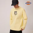 【Dickies】男女款鵝黃色純棉胸前百周年印花假兩件長袖T恤｜DK010180C33