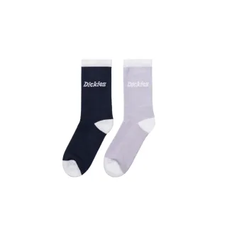 【Dickies】男女款宇宙藍紫色簡約品牌Logo撞色中筒襪（二入組）｜DK013036H18