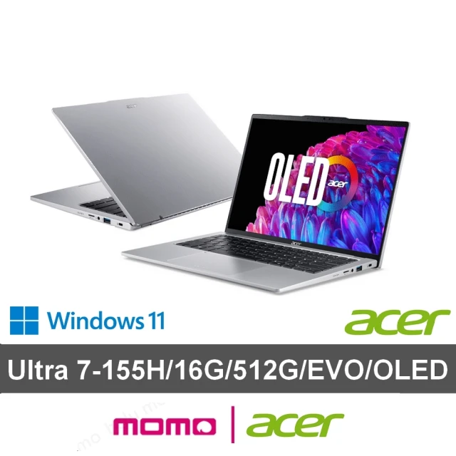 ACER 宏碁Acer 宏碁 微軟365一年組★14吋Ultra 7輕薄效能OLED筆電(Swift Go/EVO/Ultra 7-155H/16G/512G/W11)