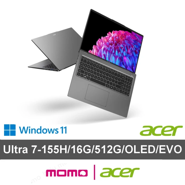 ACER 宏碁Acer 宏碁 Office2021組★16吋Ultra 7輕薄效能OLED筆電(Swift Go/EVO/Ultra 7-155H/16G/512G/W11)