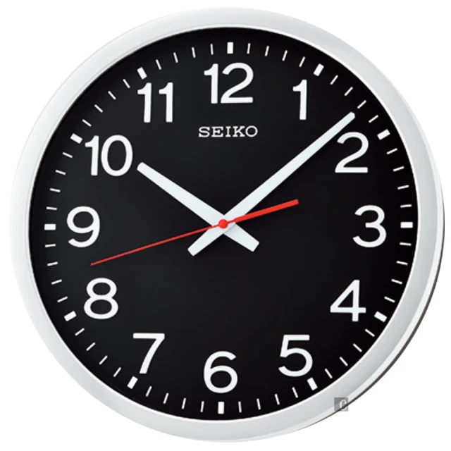 SEIKO 精工 工業風滑動式秒針 靜音時鐘 掛鐘-黑/35cm(QXA732S)