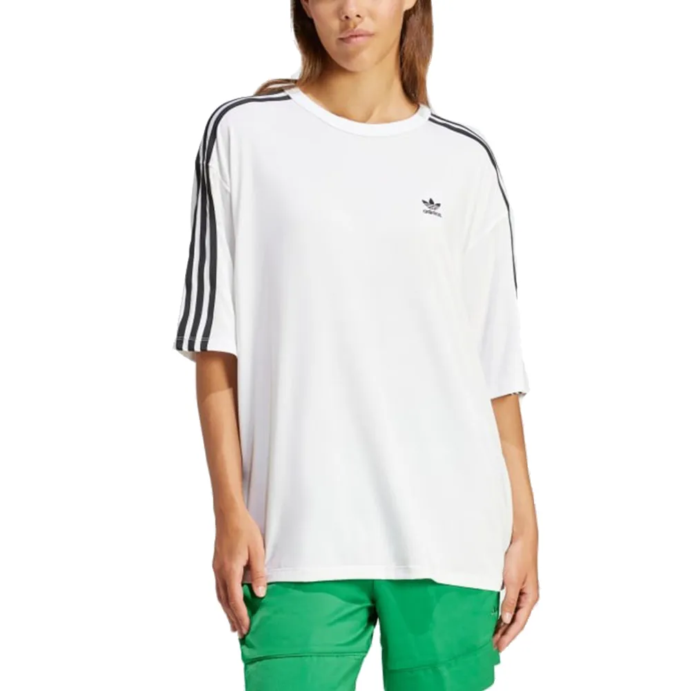 【adidas 愛迪達】圓領短袖T恤 3 STRIPE TEE OS 女 - IR8103