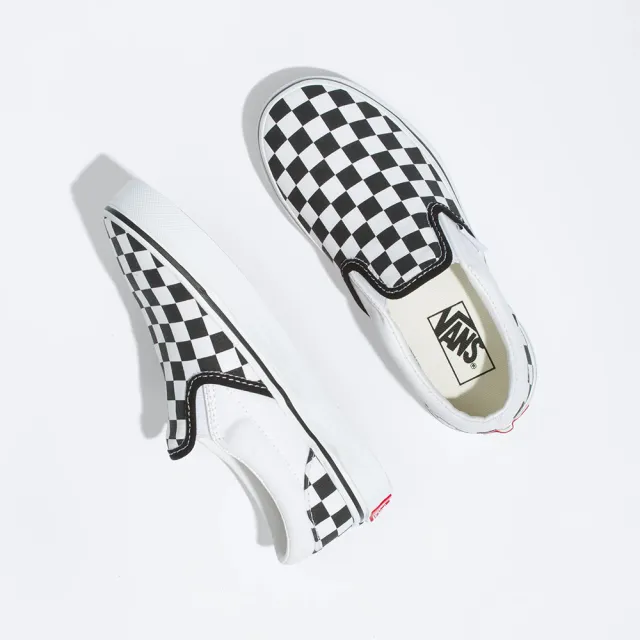 【VANS 官方旗艦】Classic Slip-On 小童款黑白棋盤格滑板鞋/休閒鞋